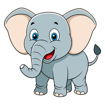 Friendly elephant cartoon isolated on white background