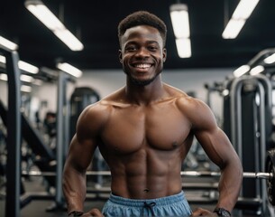 Fototapeta na wymiar Young African men in the gym