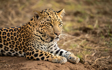 close up shot of a leopard , wildlife photography