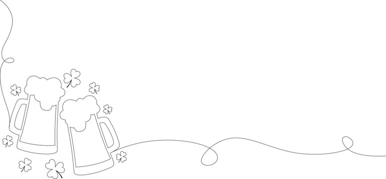 black line art beer mugs and clovers clip art preview