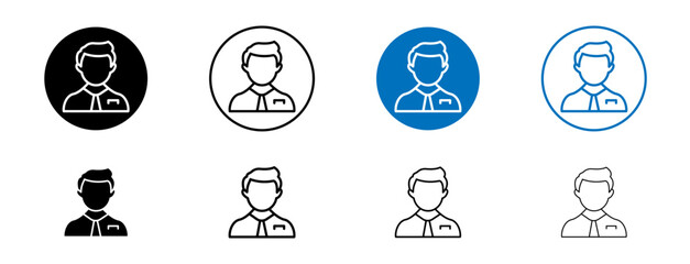 Manager Line Icon Set. Expert Account Advisor Symbol in Black and Blue Color.