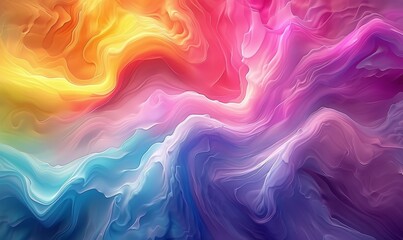 Abstract backgrounds with fluid, flowing visuals, exploding with a spectrum of vivid colors like a rainbow river - obrazy, fototapety, plakaty