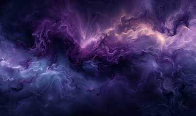 Fluid abstract visuals in a dark palette, with subtle movements of charcoal, deep purple, and dark blue, evoking the feeling of night skies and shadowy waters