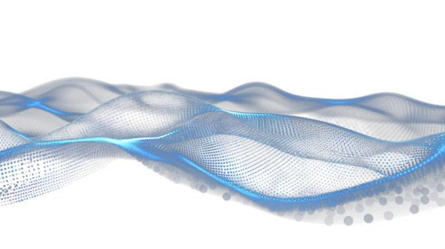 Flowing dots particles wave music pattern.