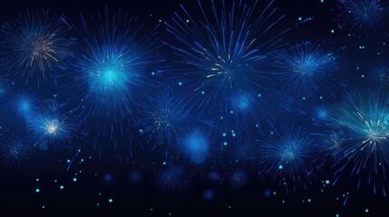 Fototapeta premium Background of fireworks in Sapphire color.