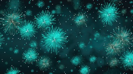 Fototapeta premium Background of fireworks in Turquoise color.
