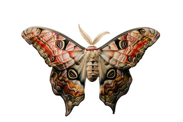 Marbled Emperor Moth on Transparent Background