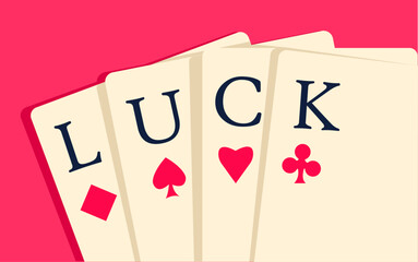 Deck of cards showing the word luck