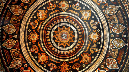 Fototapeta premium Patterns of the Past: Vibrant Mosaic Floor from Above