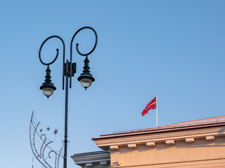 Flag of Vilnius on the Town Hall's roof