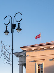 Flag of Vilnius on the Town Hall's roof