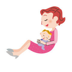 赤ちゃんを抱く母親