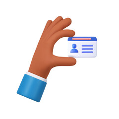3d hand hold Id card icon