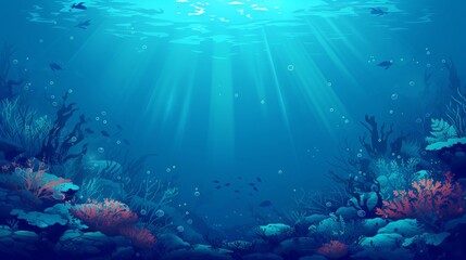 Fototapeta premium underwater backdrop of a coral reef with vibrant fish and other marine life in a deep blue ocean