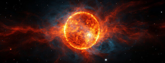 Radiant Solar Flares in Cosmic Expanse - obrazy, fototapety, plakaty