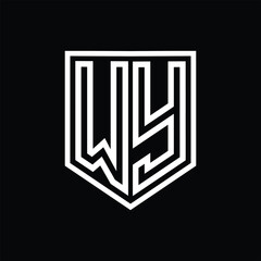 WY Letter Logo monogram shield geometric line inside shield isolated style design