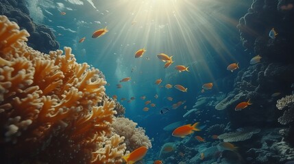 Fototapeta na wymiar Underwater World: Fish and Coral Reefs in Egypt's Red Sea