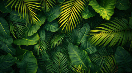 Tropical leaves texture. Abstract nature leaf green. - obrazy, fototapety, plakaty