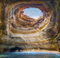The breathtaking "eye" of Benagil cave, (Algar de Benagil), Lagoa, Algarve, Portugal