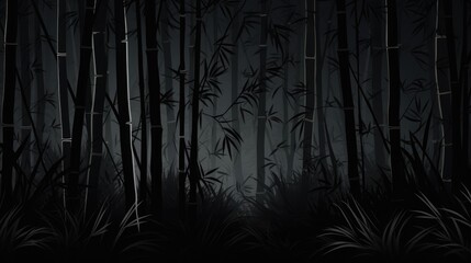 Background with bamboo forest in Black color.