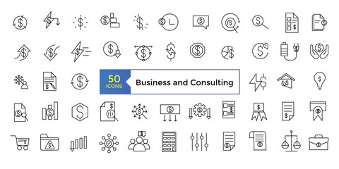 Icon-Business and Consulting icon set simple line art style icons pack. Vector illustration