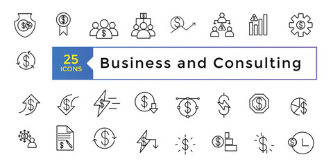 Icon-Business and Consulting icon set simple line art style icons pack. Vector illustration