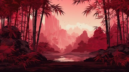 Background with bamboo forest in Burgundy color