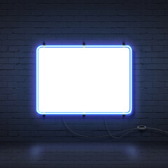 neon frame on wall transparent png poster mockup