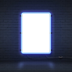 neon frame on wall transparent png poster mockup