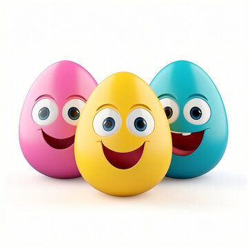 3d render icon of easter egg cartoon plastic 3d clay generated AI