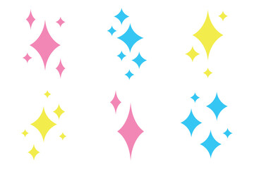A set of Sparkle icons. Colorfull Shine star signs on an isolated background. A collection of vector symbols.