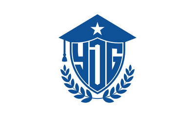 YD three letter iconic academic logo design vector template. monogram, abstract, school, college, university, graduation cap symbol logo, shield, model, institute, educational, coaching canter, tech