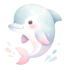 a cute animal in the ocean clipart digital download png  watercolor illustration pastel color