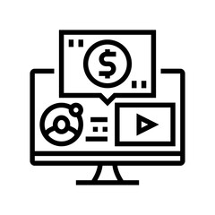 webinar monetization line icon vector. webinar monetization sign. isolated contour symbol black illustration