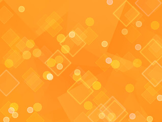 Geometryczna mozaika rozsypanych kwadratów dużych i małych w pomarańczowej kolorystyce z delikatnym efektem bokeh. Abstrakcyjne tło, tekstura