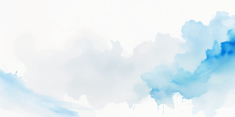 abstract soft brush painted white and blue watercolor background.	