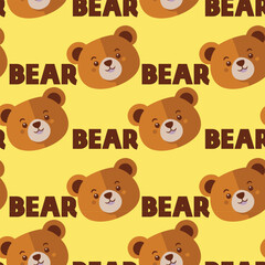 seamless background with bears cute  for kids  Flat style, cute modern design of paper, fabric, banner	