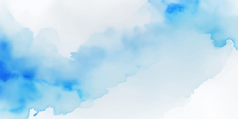 abstract soft brush painted white and blue watercolor background.	