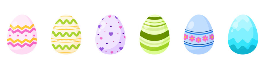 Colorful easter day egg collection flat illustration vector