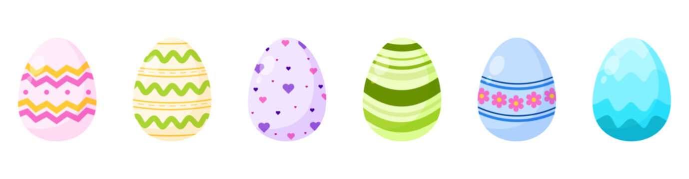 Colorful easter day egg collection flat illustration vector
