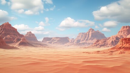 Fototapeta na wymiar 3D Rendered Background: Empty Desert Space for Kids and Animation by Generative AI