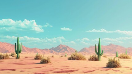 3D Rendered Background: Empty Desert Space for Kids and Animation by Generative AI