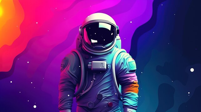 illustration of an astronaut with universe background, Generative Ai

