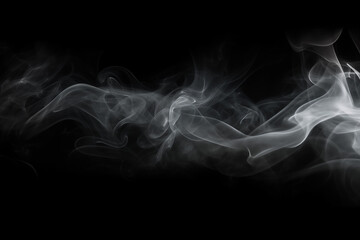 Fototapeta premium White smoke billowing on a black background, creating a striking contrast and sense of mystery, perfect for dramatic visual effects, artistic compositions, or adding a touch of intrigue