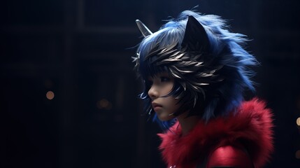 woman wearing mystic fox mask in dramatic theme atmosphere, Generative Ai