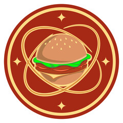 vector illustration of a simple space burger emblem logo icon