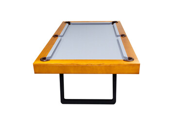 A pool table. Parts of a billiard table close-up. American pool table. Billiard pockets. Wooden...