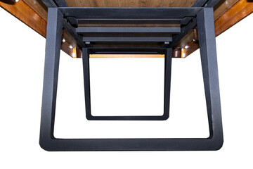 A pool table. Parts of a billiard table close-up. American pool table. Billiard pockets. Wooden billiard table.