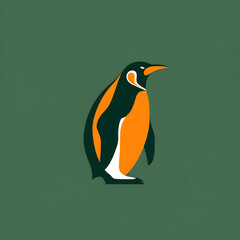 Fototapeta premium A logo illustration of a penguin on a green background. Created with generative AI.