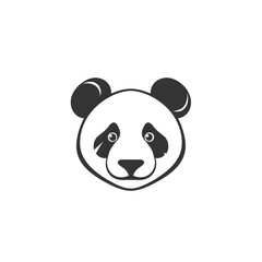 A logo illustration of a black panda face on white background. Created with generative AI.